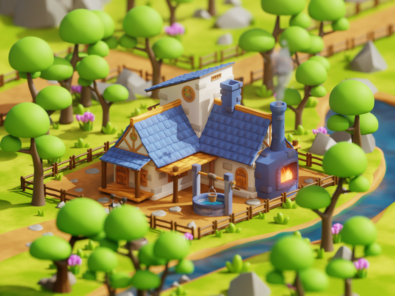 Example of Full Background 3D Illustration