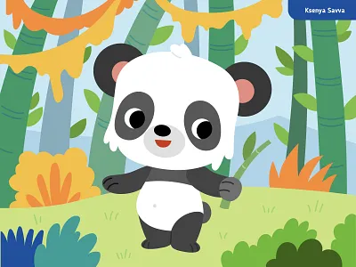 Cute Panda in a Bamboo Forest - Zoo Animal Series adobe illustrator animal asia background bamboo bear cartoon character character design children china chinese for kids illustration landscape panda puzzle scenery vector