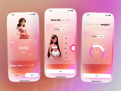 Pregnancy Tracker mobile App appdesign baby tracker app babycare healthapp healthcaredesign interface medicalapp minimaldesign mobileapp mobileui moderndesign parentingapp pregnancy app pregnancy journey pregnancyapp trackerapp uidesign