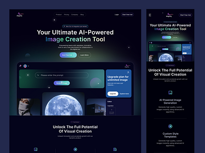 Alignify - AI Image Generation Website UI UX Design ai ai dashboard ai image generate ai image generator ai website design creative ai digital design generative art landing page oripio product design saas saas landing page saas website design sass website text to image ui design visual creation web design website design