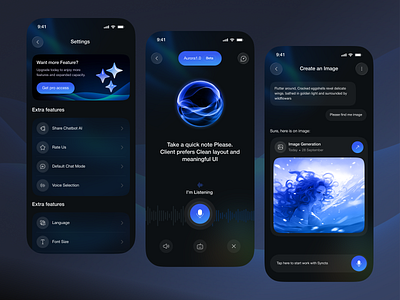 Aurora AI – Next-Gen Intelligent Assistant App ai ai app ai chatbot ai voice app app design artificial intelligence app chatbot conversational ai ios mobile mobile app product design smart ai smart assistant speech to text app ui ux voice recognition