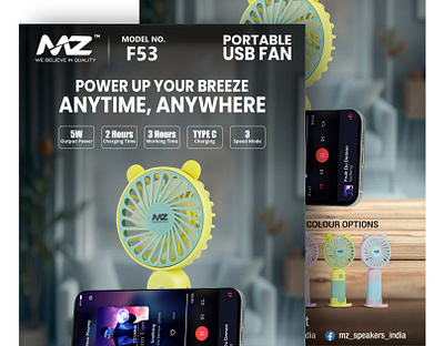 Portable USB Fan – Poster & Billboard Design cooling product creative design graphic design illboard design poster design product advertising product poster