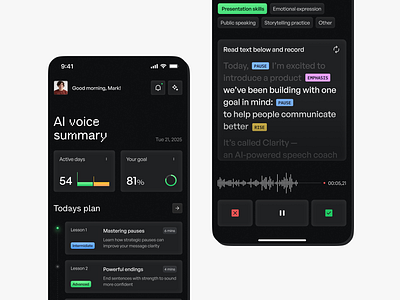 AI Voice Coach mobile app ai android design graphic design ios layo mobile app product ui ux