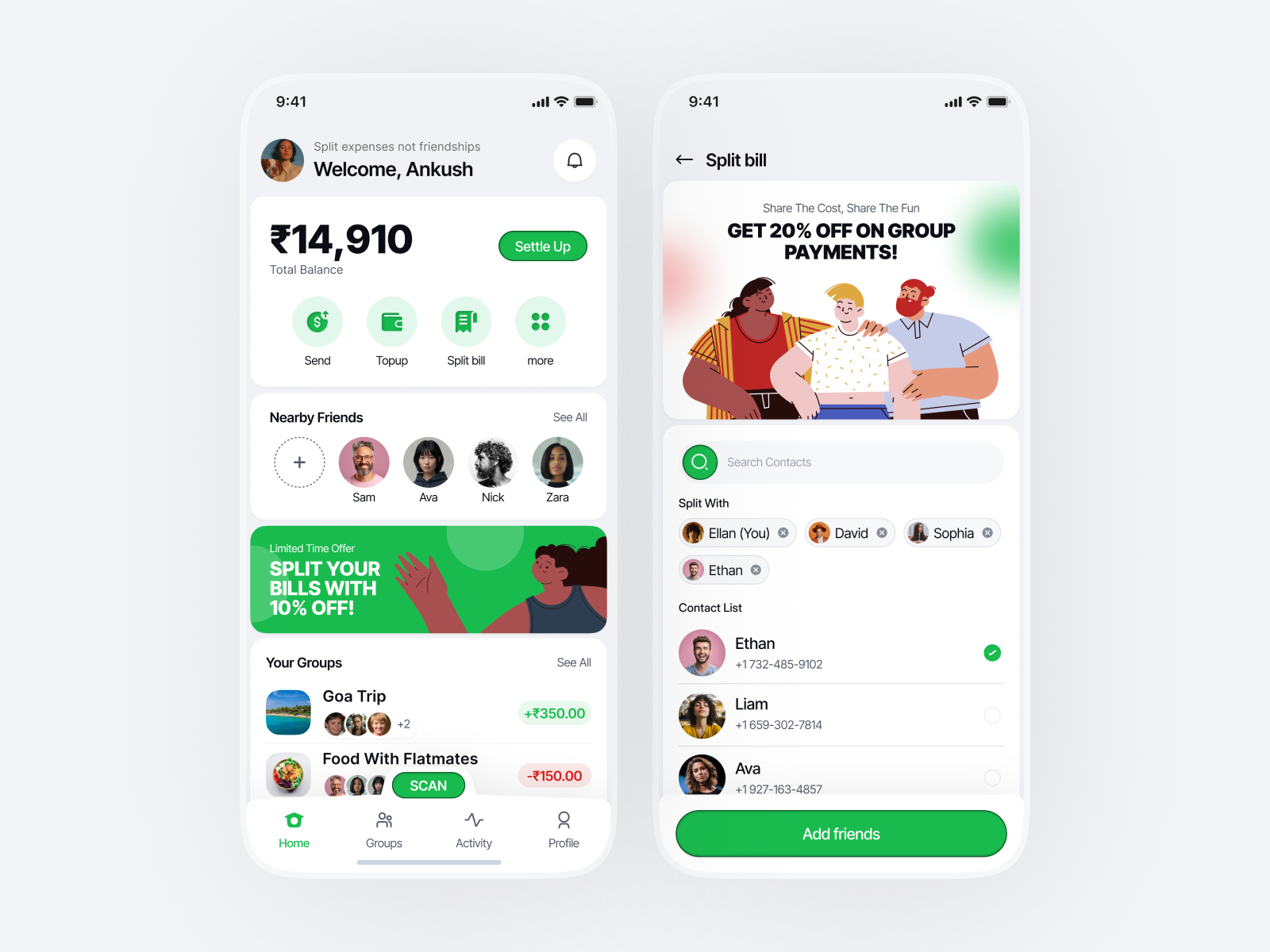 Payvibe - Split Payment App app design finance fintech manage mobile app money payment split ui design ui ux