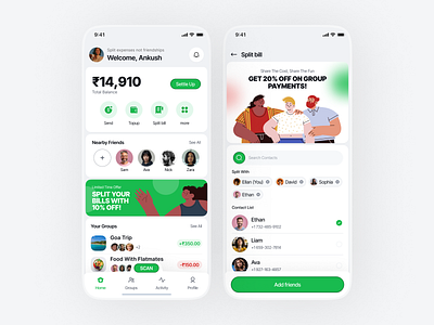 Payvibe - Split Payment App app design finance fintech manage mobile app money payment split ui design ui ux
