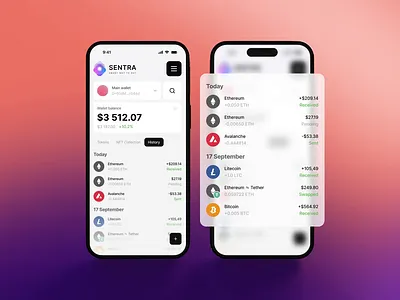 Sentra – Fintech Mobile App 3d 3d animation app app design crypto e commerce finance fintech interaction mobile mobile app nft