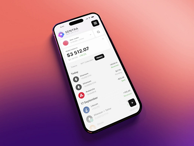 Sentra – Fintech Mobile App 3d 3d animation app app design crypto e commerce finance fintech interaction mobile mobile app nft