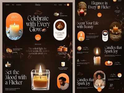 Floréa - Candle Shop Landing Page Website aeromatherapy aesthetic lighting aroma aromatic aromatic candle candle candle store website candlelight candles cozy drak design ecommerce fragnance landing page landingpage soycandle web design webdesign website design website designer