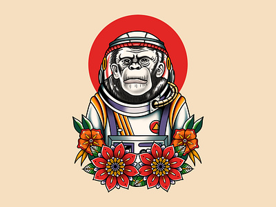 Astronaut Ape business design graphic design illustration tattoo traditional tattoo