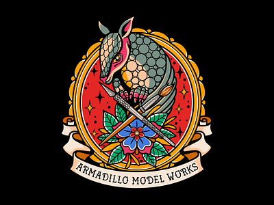 Armadilo Model Works branding business design graphic design illustration logo tattoo traditional tattoo