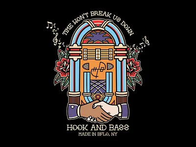 Hook and Bass branding business design graphic design illustration logo tattoo traditional tattoo