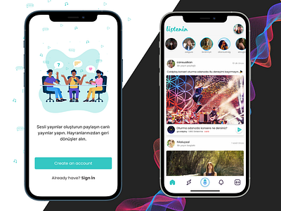 Listenin App design graphic design ui ux vector