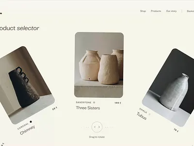 Lime pottery – Product selector🏺 desktop drag ecommerce hero navigation pottery product product selection rotation shop transition typography ui