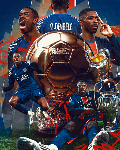 Football Illustration - Dembélé Ballon d'Or affiche ballon dor dembele football france football gfx graphic design illustration ligue des champions ousmane dembele paris psg soccer sport