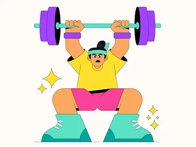 Barbell Athletes Illustration barbell cartoon character fitness graphic gym healthy illustration strength vector weightlifting workout