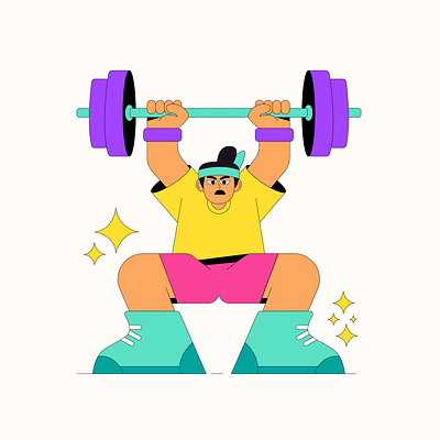 Barbell Athletes Illustration barbell cartoon character fitness graphic gym healthy illustration strength vector weightlifting workout