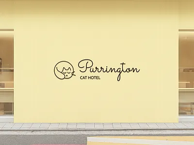 Purrington — Cat Hotel Logo Design brand design branding cat cat brand cat branding cat design cat hotel cat hotel design cat hotel logo cat logo cat resting cat sleeping graphic design hotel logo logo design meow quirky sleep sleeping cat
