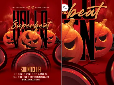 Halloween Super Beat Party Flyer bash beat celebration club costume dj drink eve evening event flyer halloween night party print pumpkin special spooky template themed