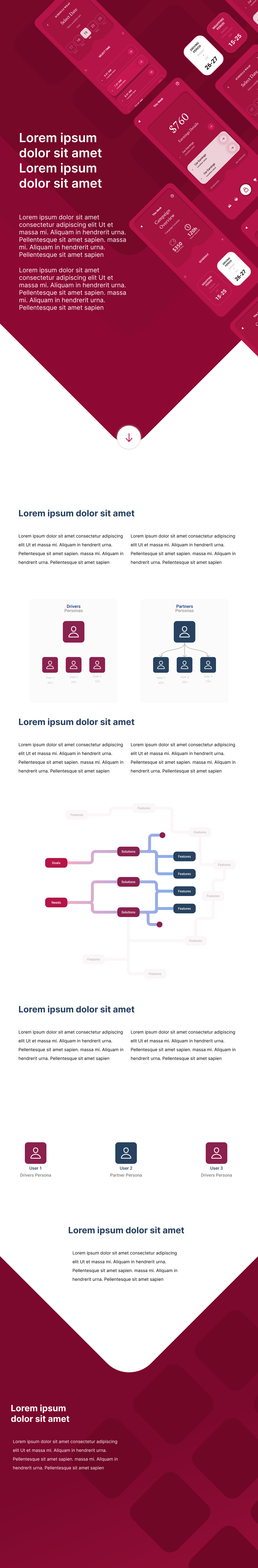 Rose red Mobile App graphic design ui