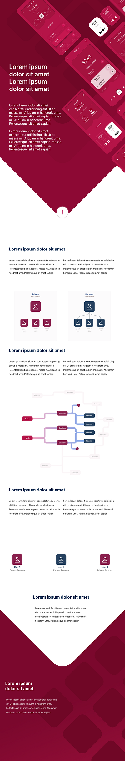 Rose red Mobile App graphic design ui