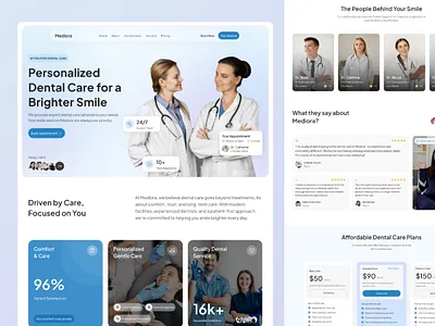Mediora - Dental Clinic Landing Page branding dentalclinic design landingpage ui ui design uiux user research