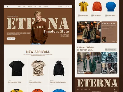 Ecommerce Clothing webesite branding clothingbrand design designinspiration ecommerce eterna fashionwebesite illustration minimaldesign motion graphics product design ui uiux ux web design