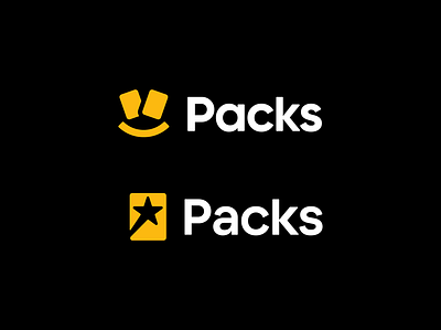 Packs branding card face fun fun logo game logo logo design mark modern pack prize reveal smile star
