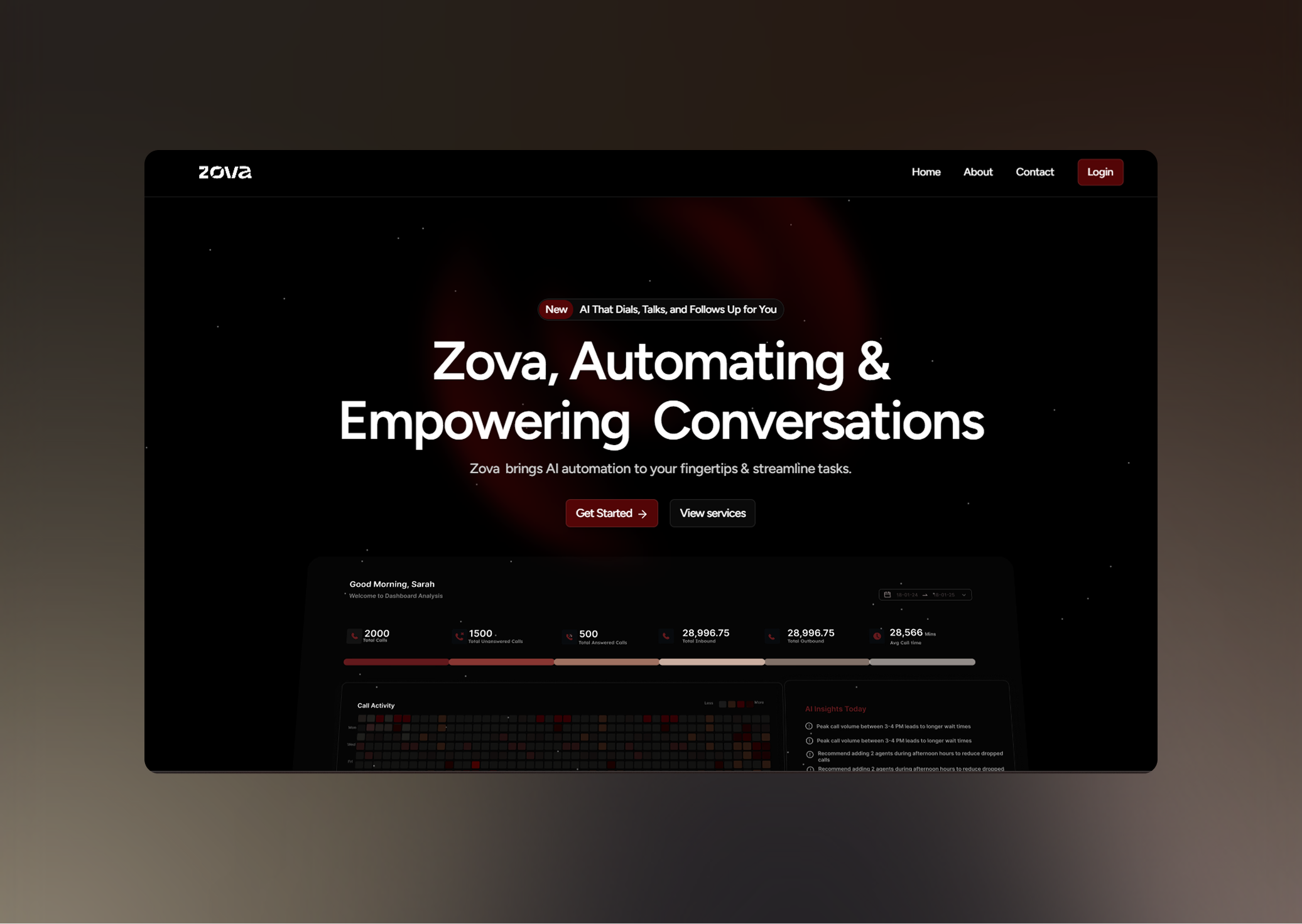 AI Calling system landing page ai animation automate calling system hero section landing page ui