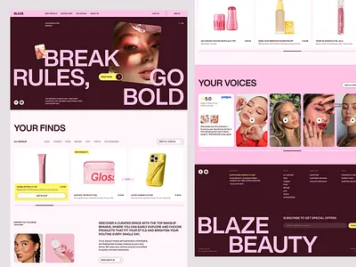 Blaze Beauty — Bold E-commerce UI for a Modern Makeup Brand ecommerce ui figma graphic design ui web design website website design