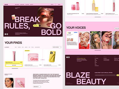 Blaze Beauty — Bold E-commerce UI for a Modern Makeup Brand ecommerce ui figma graphic design ui web design website website design