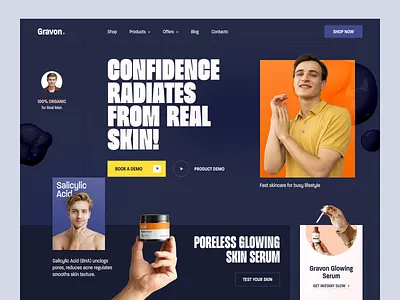 Gravon - Men's Skincare Web Design beauty body care cosmetics store ecommerce face care glamour landing page landingpage makeup mens skincare natural skincare organic care personal care shopify skincare web design web designer webdesign website design website designer