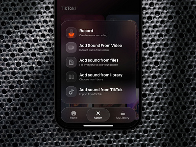 Ringtones - Liquid Glas Menu design glass liquid menu mobile mobile app mobile menu ringtone ui ux