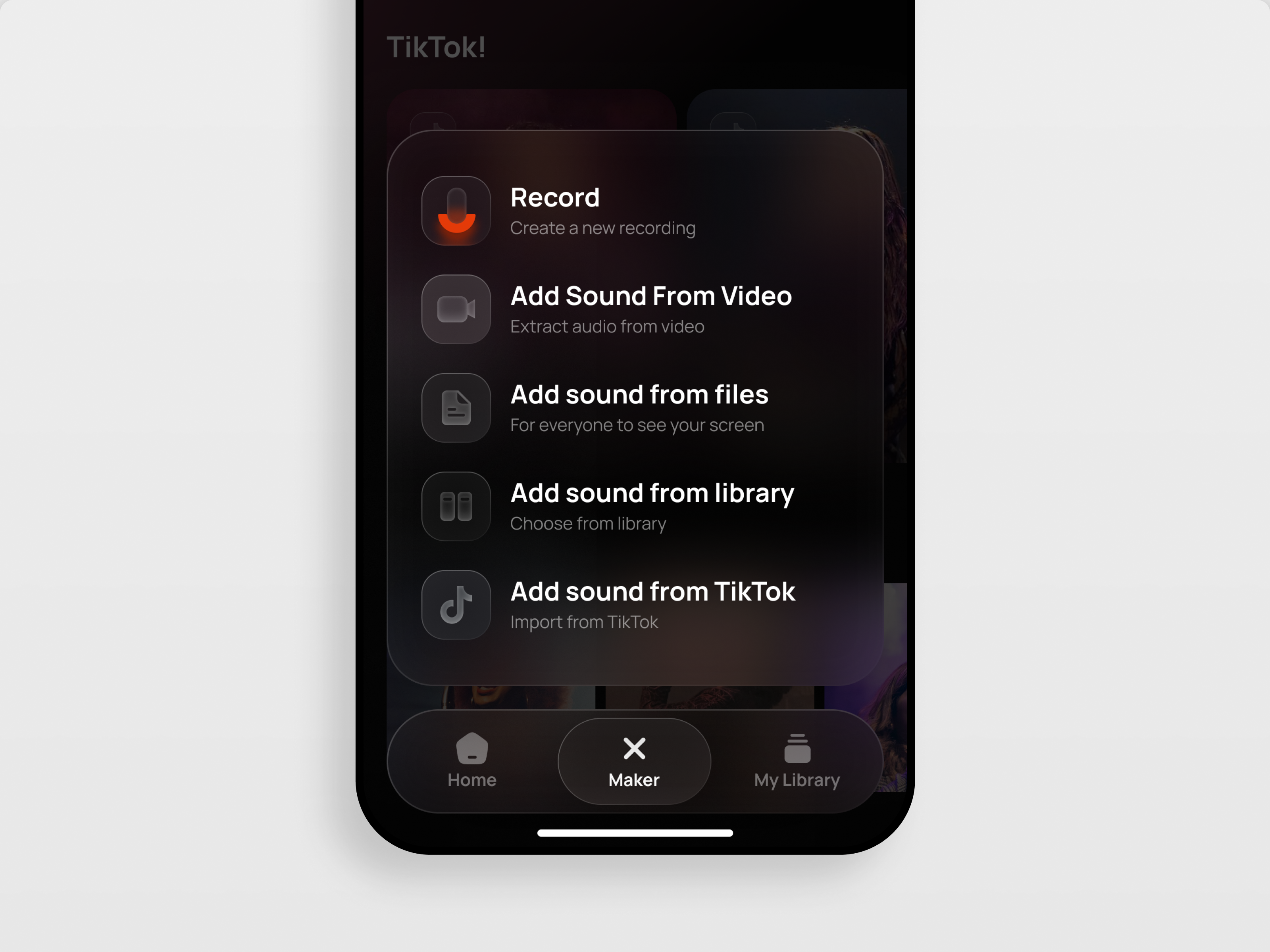 Ringtones - Liquid Glas Menu design glass liquid menu mobile mobile app mobile menu ringtone ui ux