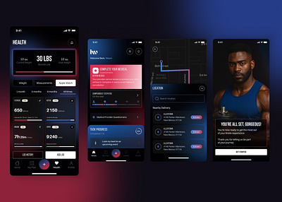 Healthcare & Fitness Tracking App with Medication Management android app clean dark mode app fitness ui graphic design health app healthcare tech healthcare ux ios app medical app design medication tracking mobile app mobile app design pharmacy delivery ui ux ux case study weight tracking wellness tech wellness tracker