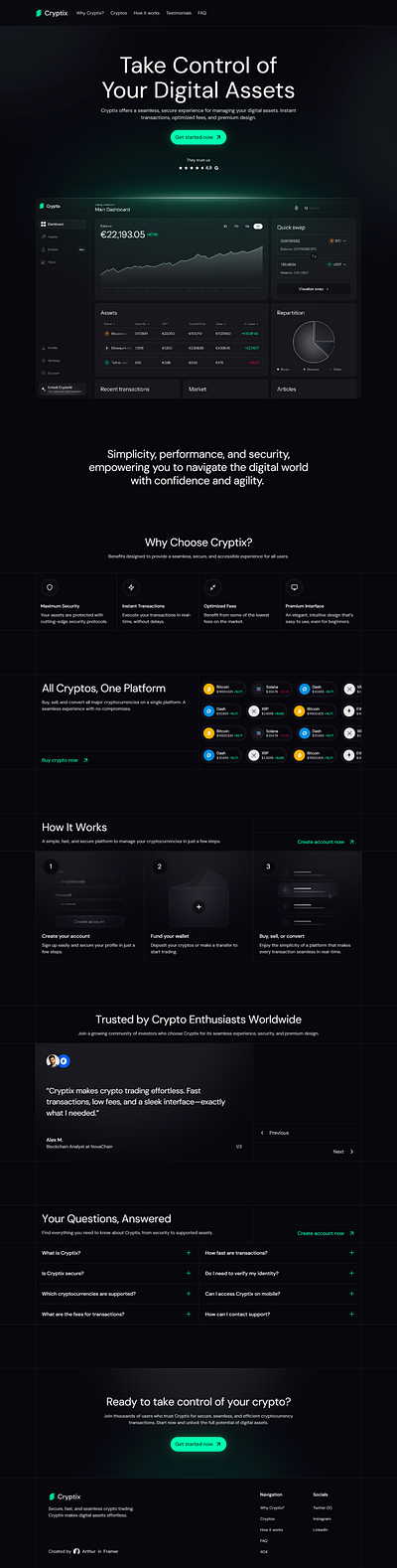 Modern Crypto Trading Platform Landing Page dashboard framer graphic design landing page saas uiux web development