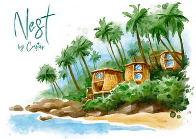 Resort Illustration in Digital Watercolor artwork branding design digital art digital illustration digital painting digital watercolor drawing graphic design illustration