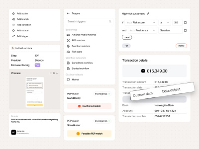 UI for dashboard / CMS cards components conditions dashboard dropdown icons list nodes select status transaction transaction details ui