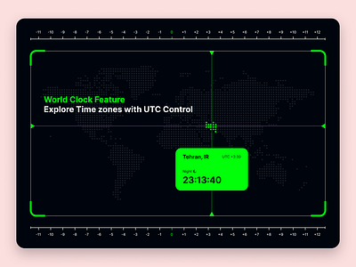 World Clock Feature – Explore Timezones with UTC Control 3d animation app branding design graphic design illustration illustrator logo minimal product design typography ui utc ux vector web web design website world clock