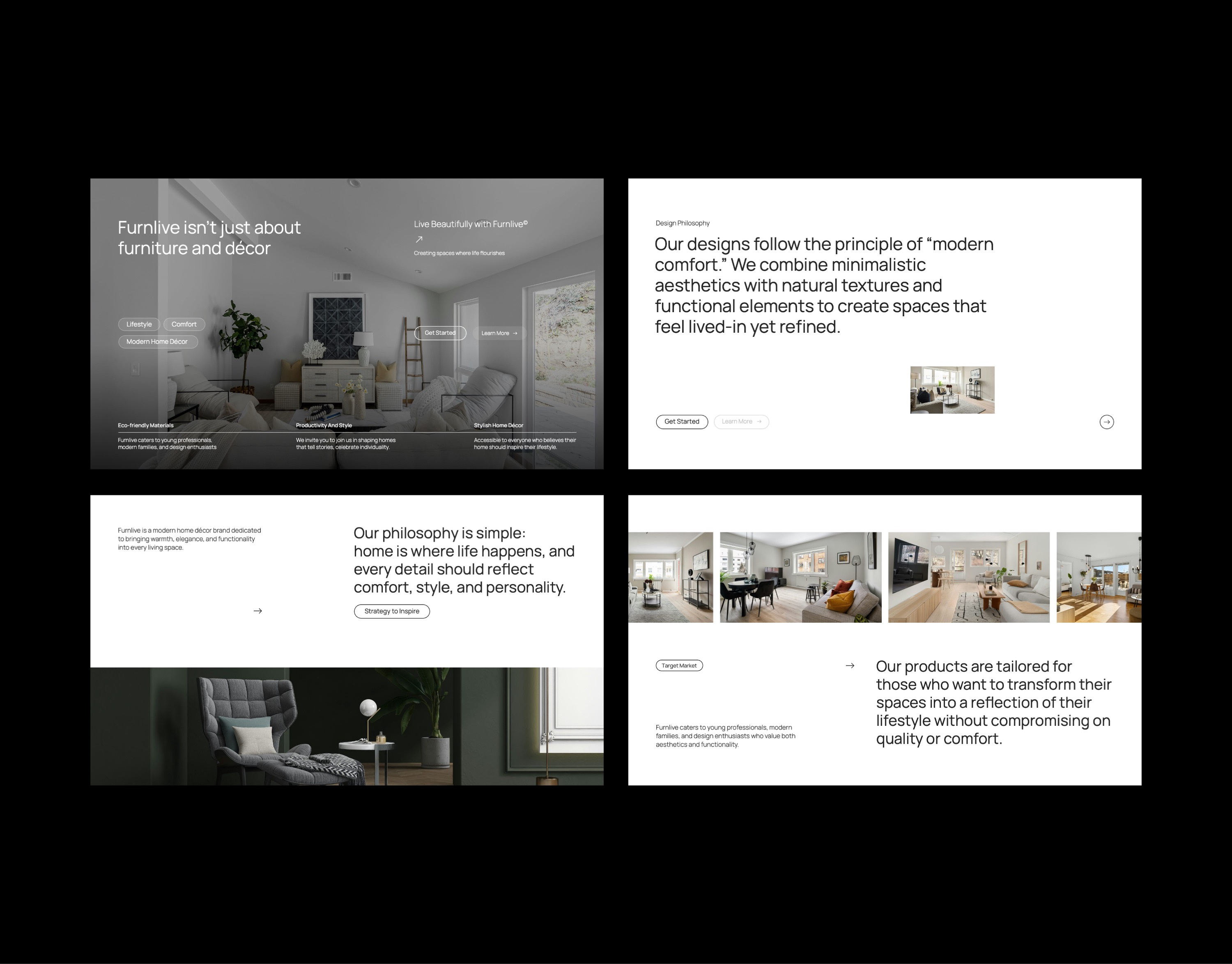 Furnlive - Home Decor Minimalism Presentation business clean design editorial graphic design interior minimalism modern pitch deck powerpoint presentation typography