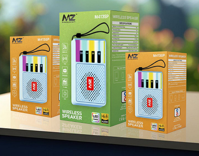 Wireless Speaker Packaging Design branding electronics graphic design layout design modern packaging design product design retail packaging