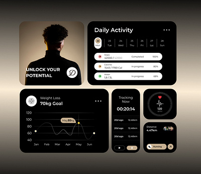 UI Fitness Design branding design typography ui ux vector
