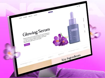 Glowing Serum – Skincare Landing Page Design aesthetic beauty beauty brand cosmetics dribbble ecommerce figma landingpage minimal modern ui product design serum skincare uidesign uiux webdesign website design