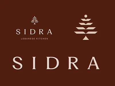 Sidra Lebanese Kitchen Logo Suite branding design geometric graphic design icon kitchen lebanese lebanon logo logos mark restaurant suite tree