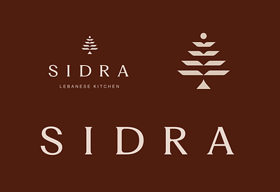Sidra Lebanese Kitchen Logo Suite branding design geometric graphic design icon kitchen lebanese lebanon logo logos mark restaurant suite tree