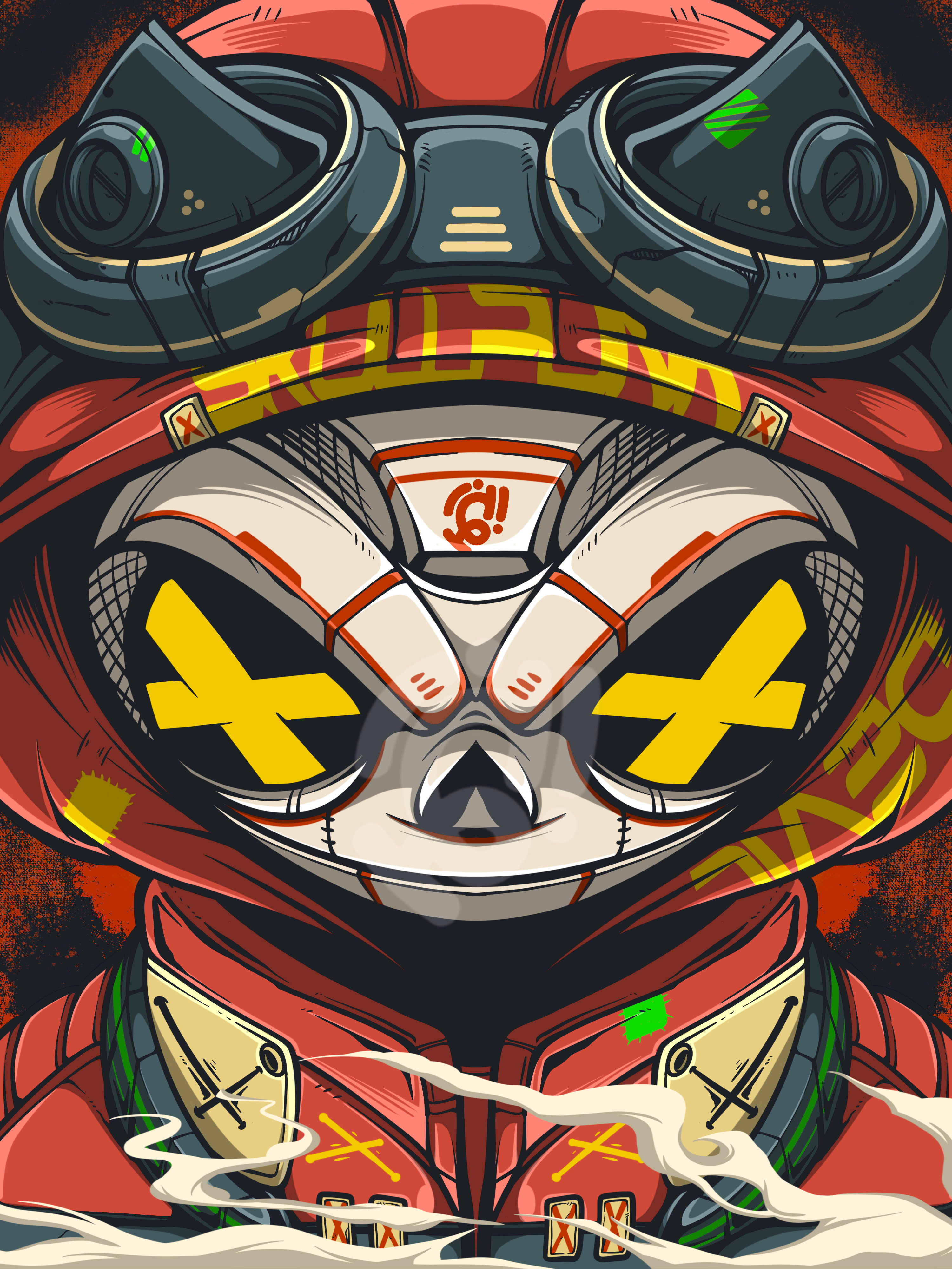 Silent And Revenge apparel art character clothing cyberpunk design dystopian game illustration merchandise poster robot vector