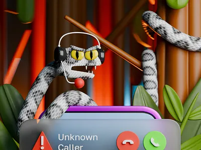 Unknown Caller 3d art design fake fraud illustration iphone scam snake ui ux
