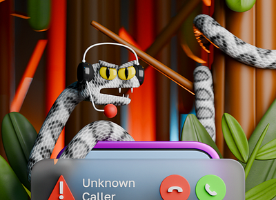 Unknown Caller 3d art design fake fraud illustration iphone scam snake ui ux