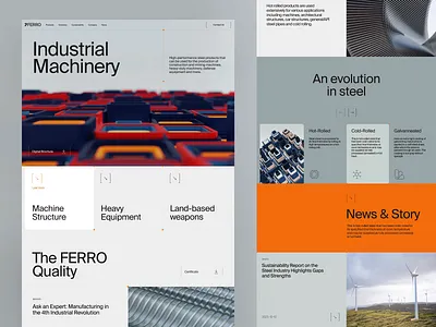 Steel industrial company landing page animation branding design design studio graphic design illustration interaction interface landing landing page typography ui user experience ux web web design website website design website development