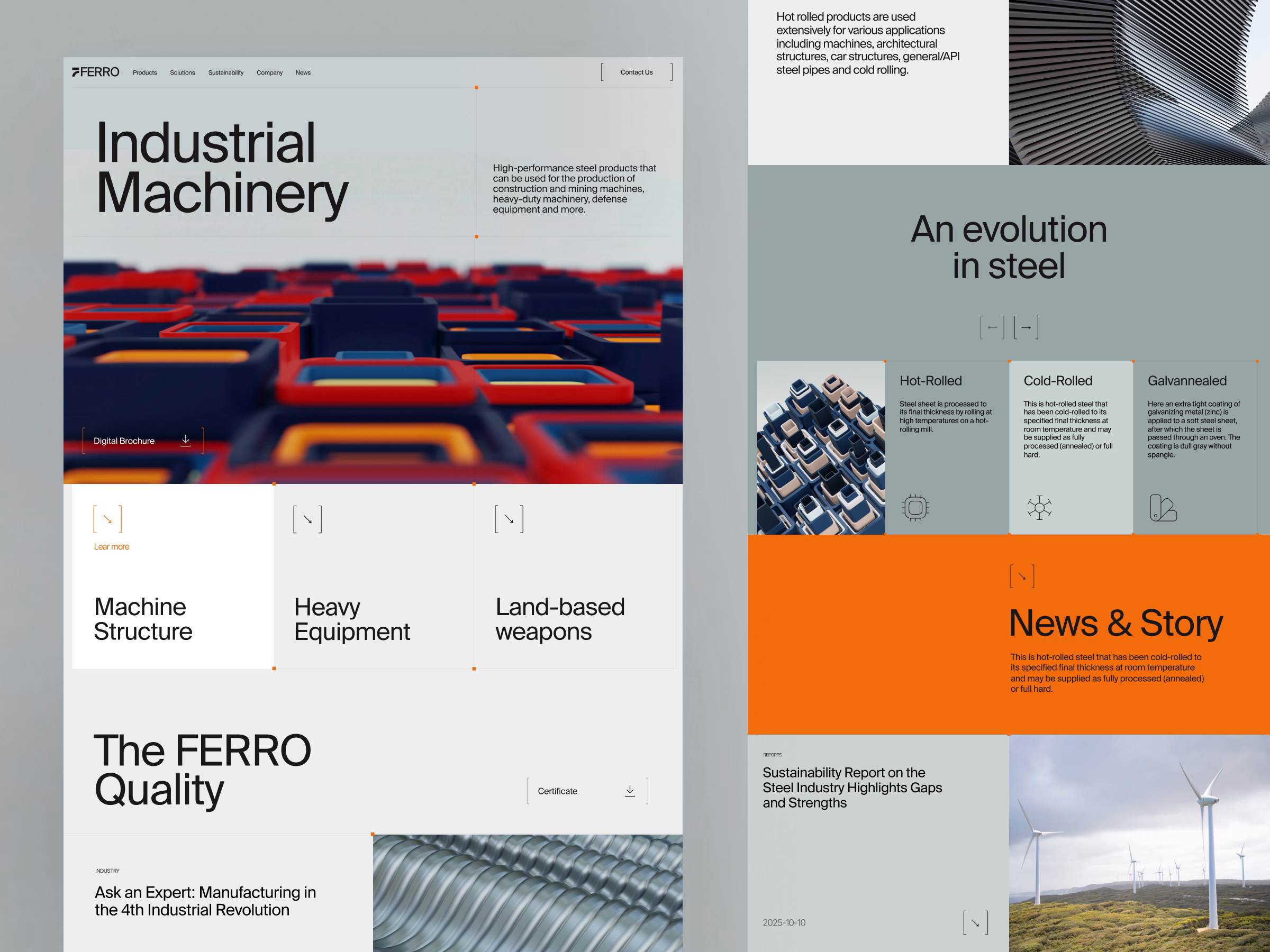 Example of Steel industrial company landing page