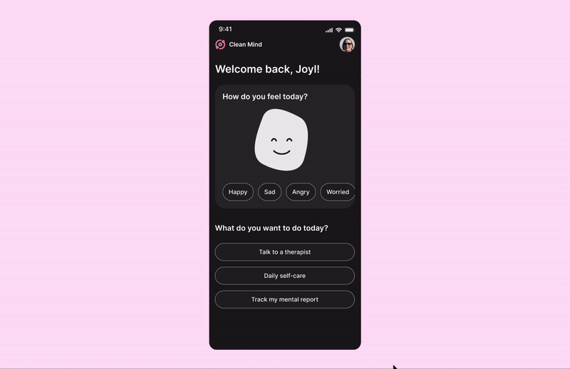 Clean Mind - AI Therapy ai app design illustration mobile app therapy ui ux design